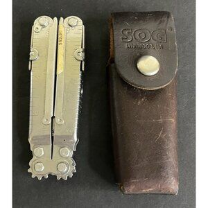 SOG PowerLock Multi Tool Stainless w/Leather Belt Case Sheath Price Never Used